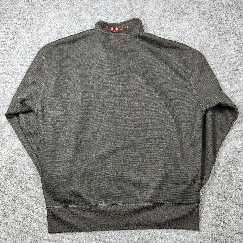 Cinch Quarter Zip Mens Medium Black Grid Fleece Pullover Western Ranch Sweater - Picture 4 of 7